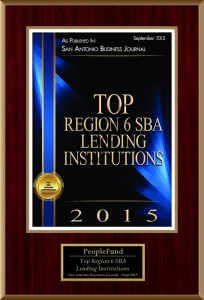 Small Business Administration 2015 Top Region 6 Lending Institution Award